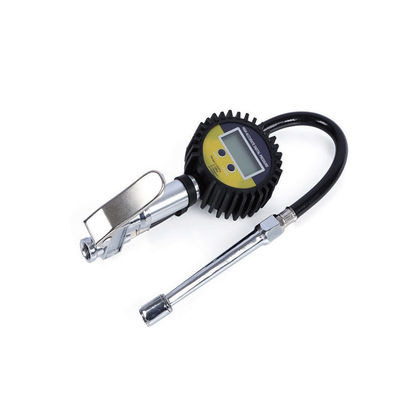 YD31-008 Tire Gauge w/Inflation Gun: 0-15bar, Short Hose for Cars/Motorcycles/Bicycles